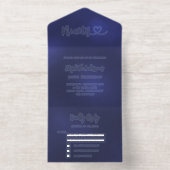 90e Verjaardag marine blauw zilver rsvp All In One Uitnodiging (Binnenkant)