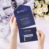 90e Verjaardag marine blauw zilver rsvp All In One Uitnodiging