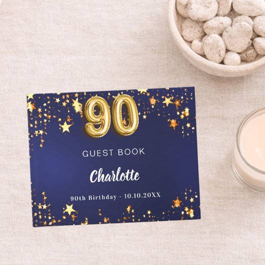 90e verjaardag marineblauw gouden sterren gastenboek