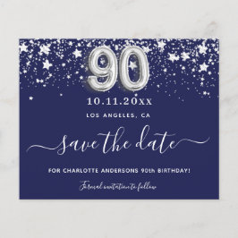 90e verjaardag marineblauw zilver sparen datumbudg flyer