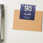 90e verjaardag marineblauwe zilveren sterren magneet<br><div class="desc">Voor een 90ste verjaardagsfeestje. Een marineblauwe achtergrondkleur met faux zilveren sterren. De blauwe kleur is ongelijk. Voeg jouw naam,  tekst toe. Kan worden gebruikt als een Save the Date herinnering voor uw gasten,  partij gunst of als een aandenken.</div>