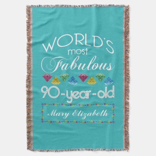 90e verjaardag meest verbluffend kleurrijk geem Tu Deken (Voorkant Verticaal)