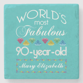 90e verjaardag meest verbluffend kleurrijk geem Tu Stenen Onderzetter