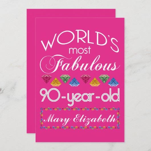 90e verjaardag Meest verbluffend kleurrijk Pareltj Kaart (Voorkant / Achterkant)