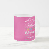 90e verjaardag Meest verbluffend kleurrijk Pareltj Matglas Koffiemok (Voorkant rechts)