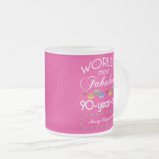 90e verjaardag Meest verbluffend kleurrijk Pareltj Matglas Koffiemok (Voorkant rechts)