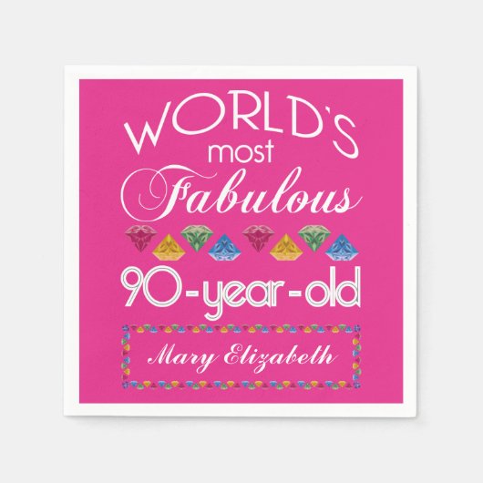 90e verjaardag Meest verbluffend kleurrijk Pareltj Servetten (Voorkant)