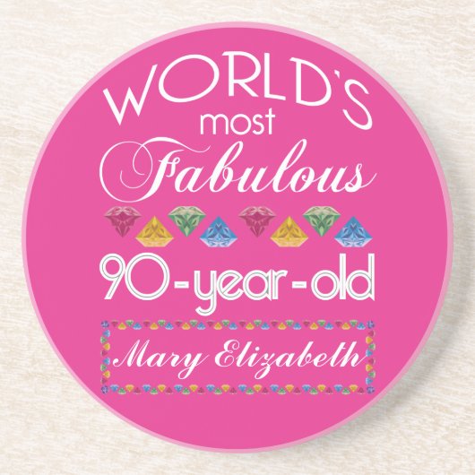 90e verjaardag Meest verbluffend kleurrijk Pareltj Zandsteen Onderzetter (Voorkant)