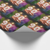 90e verjaardag met kaarsen cadeaupapier (Hoek)