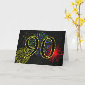 90e verjaardag met vuurwerk kaart (Gele Bloem)