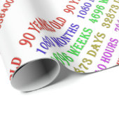 90e verjaardag Mijlpalen Cadeaupapier (Rol Hoek)