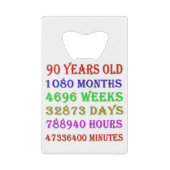 90e verjaardag Mijlpalen Creditkaart Flessenopener (Voorkant)