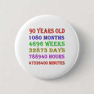 90e verjaardag Mijlpalen Ronde Button 5,7 Cm