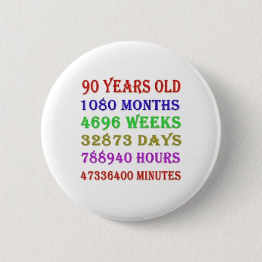 90e verjaardag Mijlpalen Ronde Button 5,7 Cm (Voorkant)