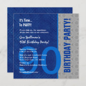 90e verjaardag Modern Blue en Silver S306 Kaart (Voorkant / Achterkant)