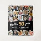 90e verjaardag Multi foto achtergrond Wandkleed (Voorkant)