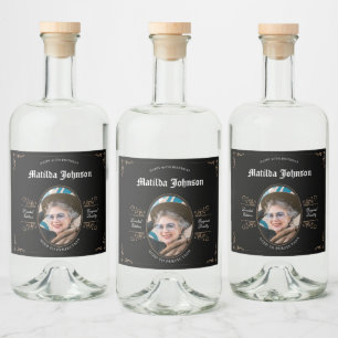 90e verjaardag muziek likeurfles etiket