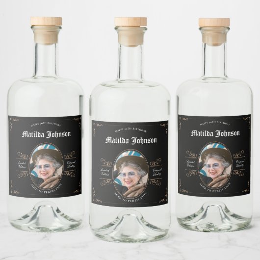 90e verjaardag  muziek likeurfles etiket (Flessen)