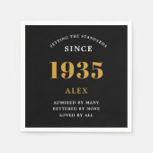 90e verjaardag naam 1935 zwart goud elegante Chic Servet (Voorkant)