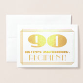 90e verjaardag; Naam + Art Deco Geïnspireerde look Folie Kaarten (Voorkant met envelop)