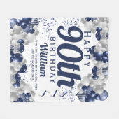 90e verjaardag Navy Ballonnen Fleece Deken (Voorkant (Horizontaal))