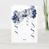 90e verjaardag Navy Ballonnen Kaart (Achterkant)