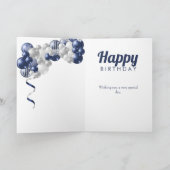 90e verjaardag Navy Ballonnen Kaart (Binnen)