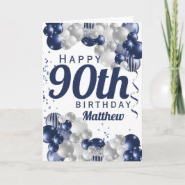 90e verjaardag Navy Ballonnen Kaart
