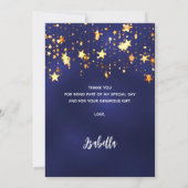 90e verjaardag navy blauw goud sterren foto bedankkaart (Achterkant)