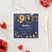90e verjaardag navy blauw goud sterren foto servet (Insitu)