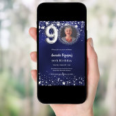 90e verjaardag navy blauw zilveren sterren foto lu kaart