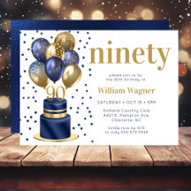 90e verjaardag Navy Blauwe Ballon Cake