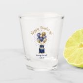 90e verjaardag Navy Blauwe Ballon Cake Shot Glas (Voorkant)
