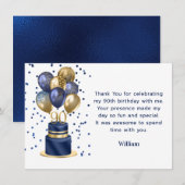 90e verjaardag Navy Blue Ballon Cake Bedankt (Voorkant / Achterkant)