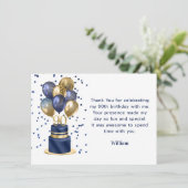 90e verjaardag Navy Blue Ballon Cake Bedankt (Staand voorkant)