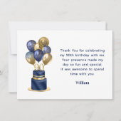 90e verjaardag Navy Blue Balloon Cake Bedankkaart (Voorkant)