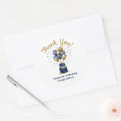 90e verjaardag Navy Blue Balloon Cake Bedankt Ronde Sticker (Envelop)