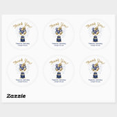 90e verjaardag Navy Blue Balloon Cake Bedankt Ronde Sticker (Vel)
