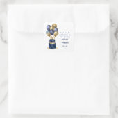90e verjaardag Navy Blue Balloon Cake Bedankt Vierkante Sticker (Tas)