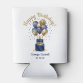 90e verjaardag Navy Blue Balloon Cake Blikjeskoeler (Achterkant)