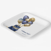 90e verjaardag Navy Blue Balloon Cake Papieren Bordje (Gebogen)