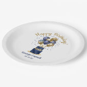 90e verjaardag Navy Blue Balloon Cake Papieren Bordje (Gekanteld)