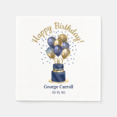 90e verjaardag Navy Blue Balloon Cake Servet (Voorkant)