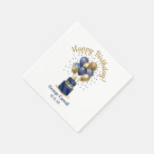 90e verjaardag Navy Blue Balloon Cake Servet (Hoek)