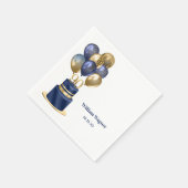 90e verjaardag Navy Blue Balloon Cake Servet (Hoek)