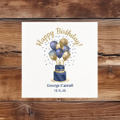 90e verjaardag Navy Blue Balloon Cake Servet