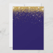 90e verjaardag Navy Blue en Gold Glitter Confetti Kaart (Achterkant)