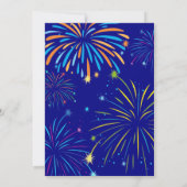 90e verjaardag Navy Blue en Gold Rainbow Fireworks Kaart (Achterkant)