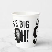 90e verjaardag negen oh aangepaste foto zwart wit papieren bekers (Links)