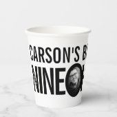 90e verjaardag negen oh aangepaste foto zwart wit papieren bekers (Voorkant)